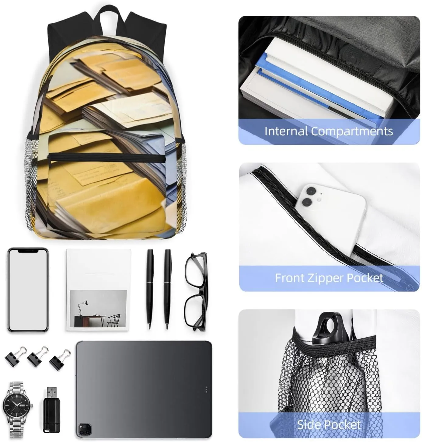 Postal Stationery Print Comfortable Backpack,Your Essential Casual Travel Bag For Outdoor Adventures