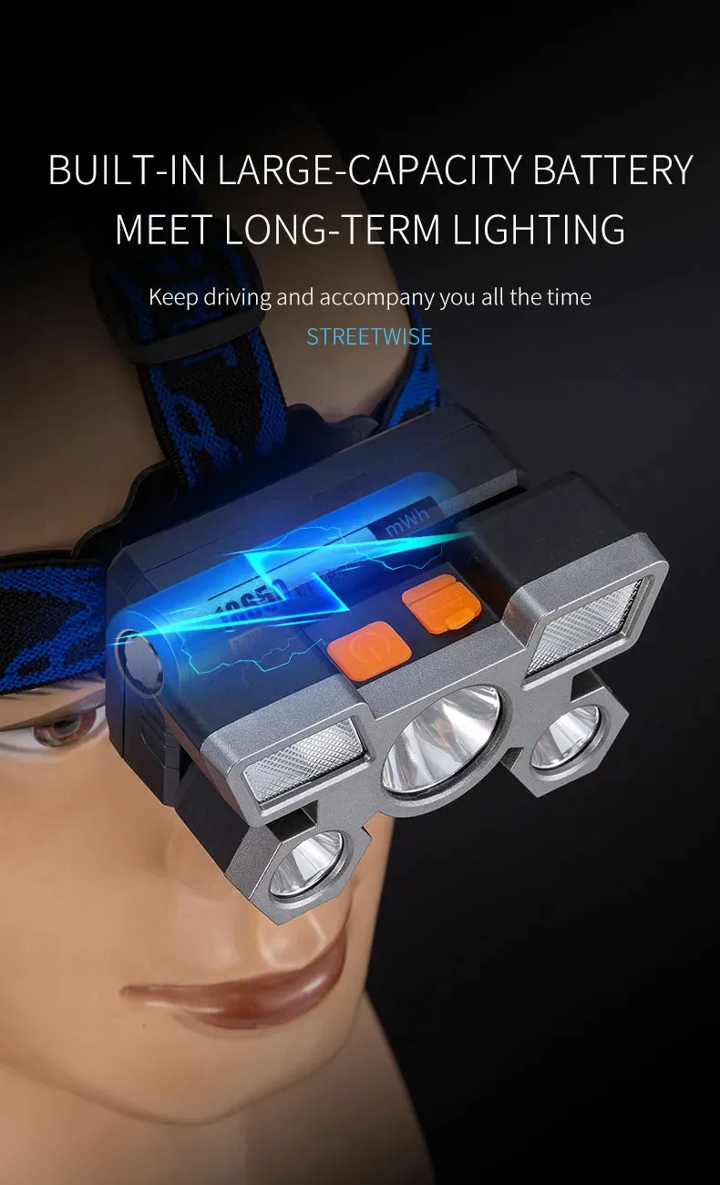 Powerful Five Lamp Design Rechargeable Headlamp