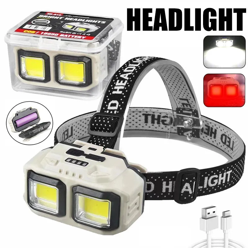 Powerful LED Induction Headlamp with 4 Lighting Modes, Type-C Charge, Waterproof, for Outdoor Camping and Fishing