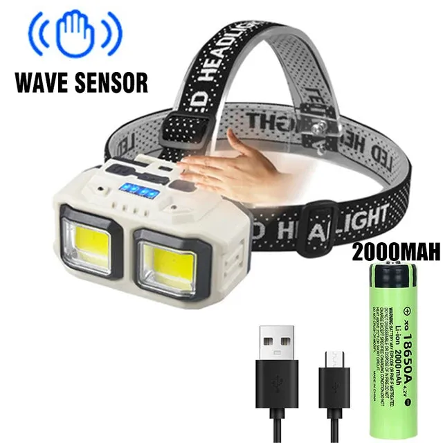 Powerful LED Induction Headlamp with 4 Lighting Modes, Type-C Charge, Waterproof, for Outdoor Camping and Fishing