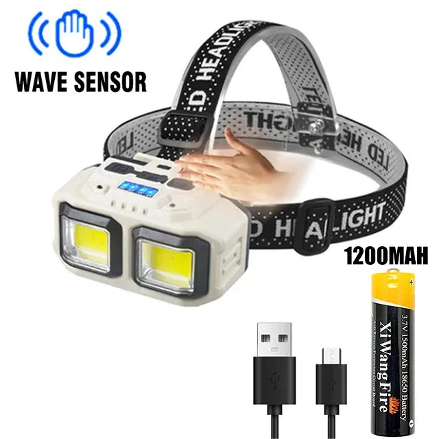 Powerful LED Induction Headlamp with 4 Lighting Modes, Type-C Charge, Waterproof, for Outdoor Camping and Fishing