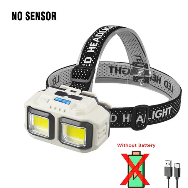 Powerful LED Induction Headlamp with 4 Lighting Modes, Type-C Charge, Waterproof, for Outdoor Camping and Fishing