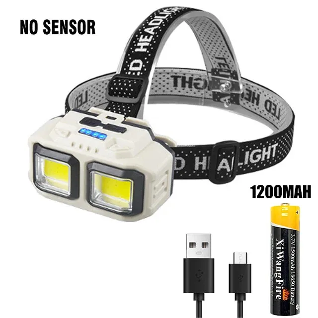 Powerful LED Induction Headlamp with 4 Lighting Modes, Type-C Charge, Waterproof, for Outdoor Camping and Fishing