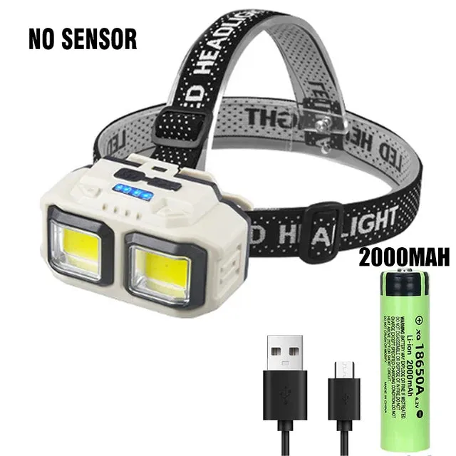 Powerful LED Induction Headlamp with 4 Lighting Modes, Type-C Charge, Waterproof, for Outdoor Camping and Fishing