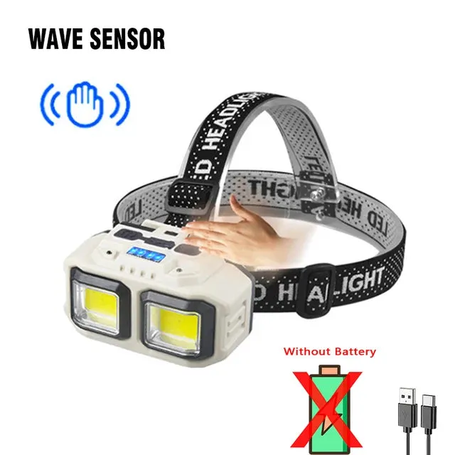 Powerful LED Induction Headlamp with 4 Lighting Modes, Type-C Charge, Waterproof, for Outdoor Camping and Fishing