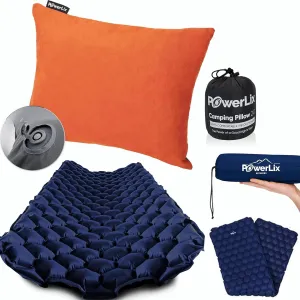 POWERLIX Ultralight Inflatable Sleeping Pad - Camping Mattress for Backpacking, Hiking with Camping Pillow