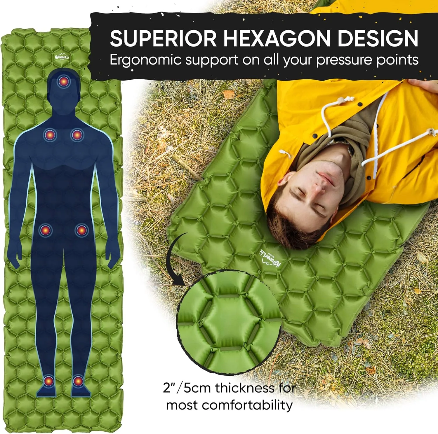 POWERLIX Ultralight Sleeping Pad for Camping with Inflating Bag– Compact Lightweight Camping Mat, Outdoor Backpacking Hiking Traveling Airpad Camping Air Mattress Sleeping Mat
