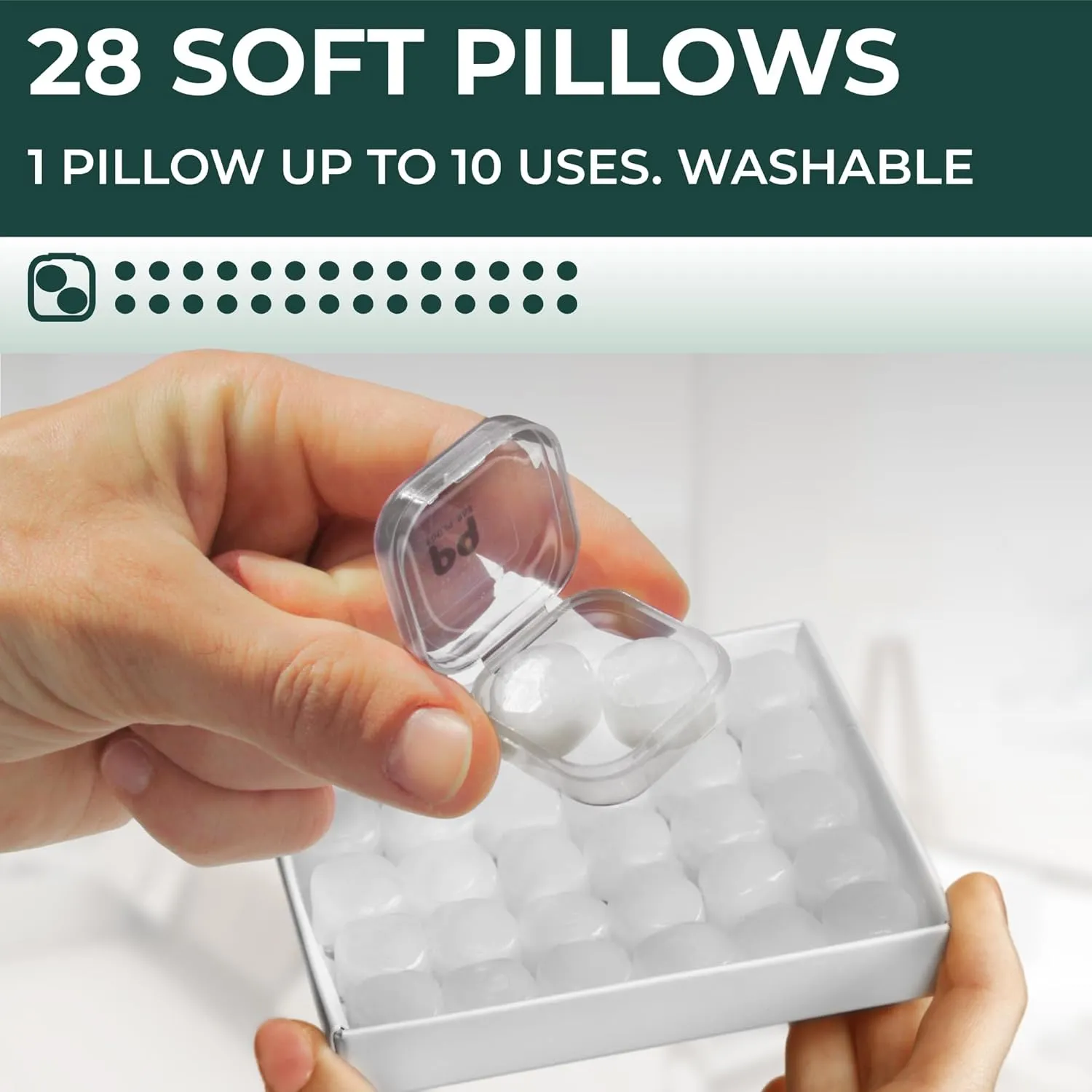 PQ Wax Ear Plugs for Sleeping - 28 Silicone Wax Earplugs for Sleeping and Swimming, Gel Ear Plugs for Noise Cancelling, Sleeping Earplugs, Sound Blocking Level of 32 Db (28 Pillows), Color: White