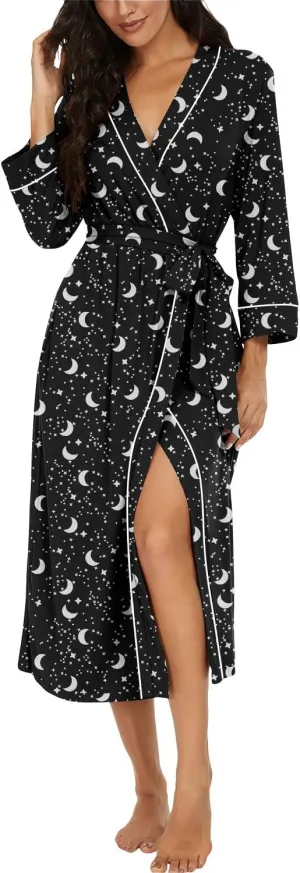 PrinStory Womens Robe Long Kint Bathrobe Lightweight Soft Robes Ladies Bath Robe
