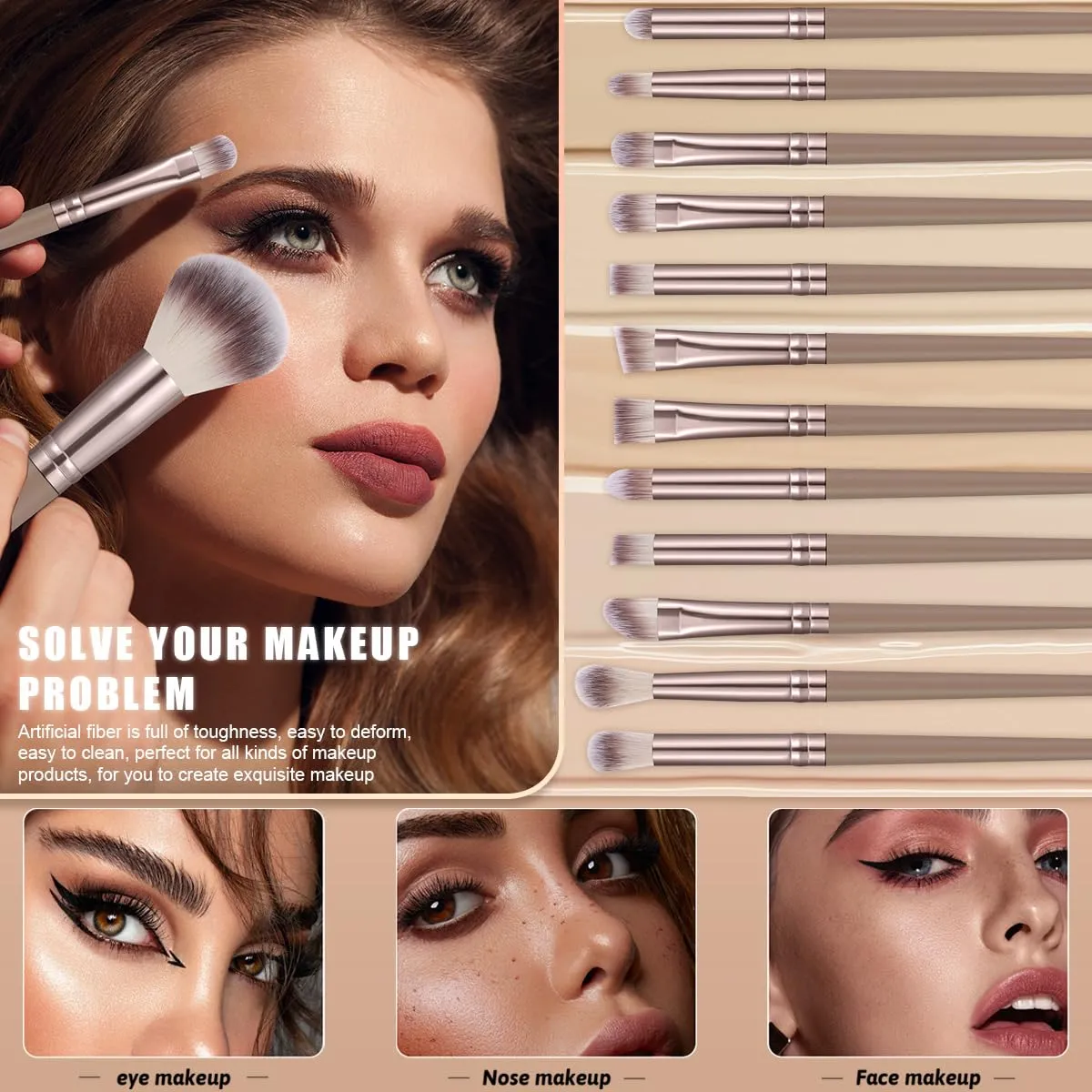 Professional Comfort Makeup Tool Set, 54pcs/set Brush & Today Sponge & Powder Puff & Headband & Brush Cleaning Bowl, Multi-sue Facial Makeup & Cleansing Accessories (brown)