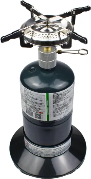 Propane Stove Portable Camping Gas Stove 10,000 BTU Bottletop Single Adjustable Burner with 1 lb Tank Base Carrying Case Great for Emergencies Outdoor (Gas Stove & Base (Set-2))