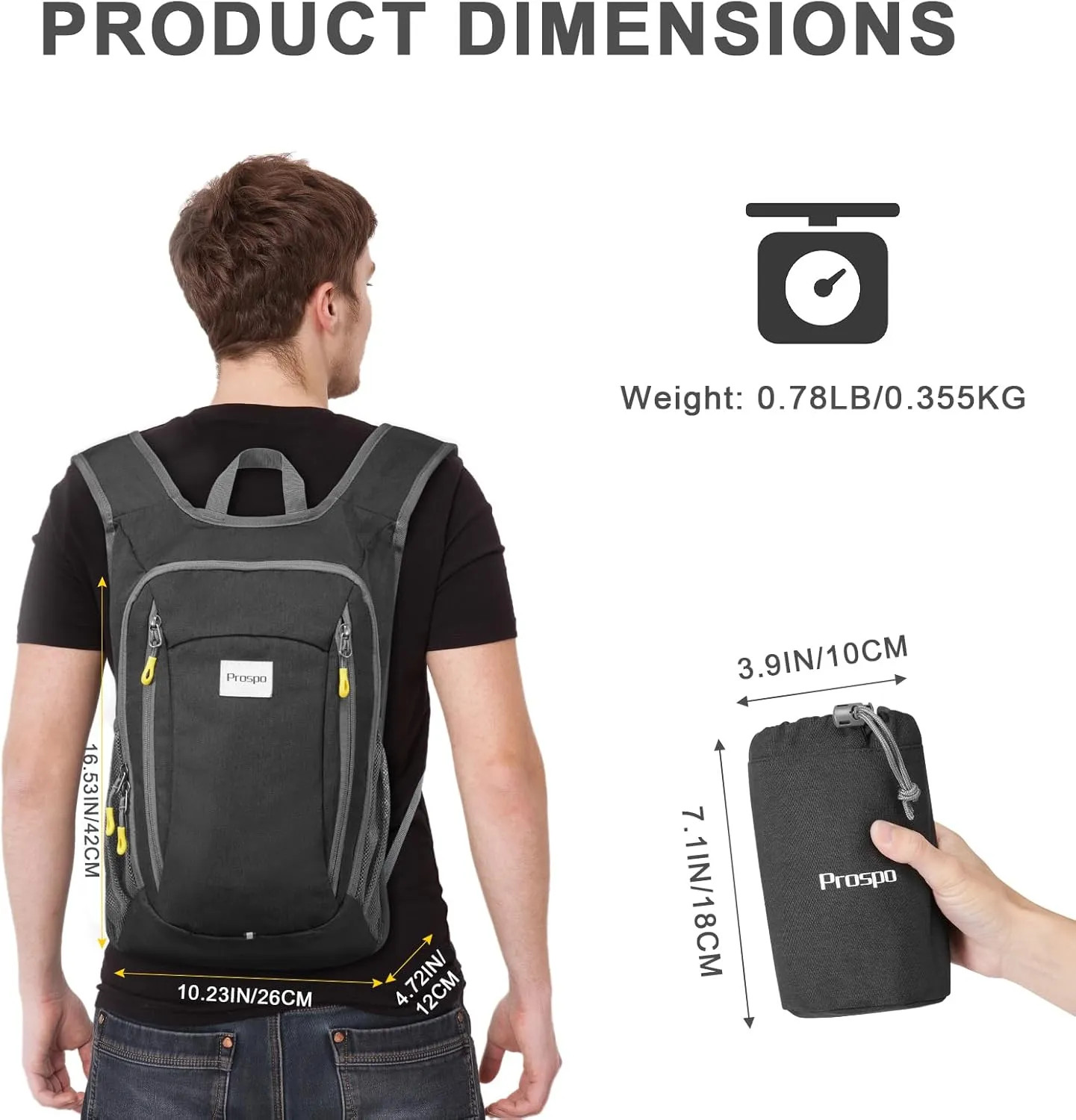 Prospo 12L Hiking Backpack Small Lightweight Travel Backpack for Women Men Casual Foldable Shoulder Bag