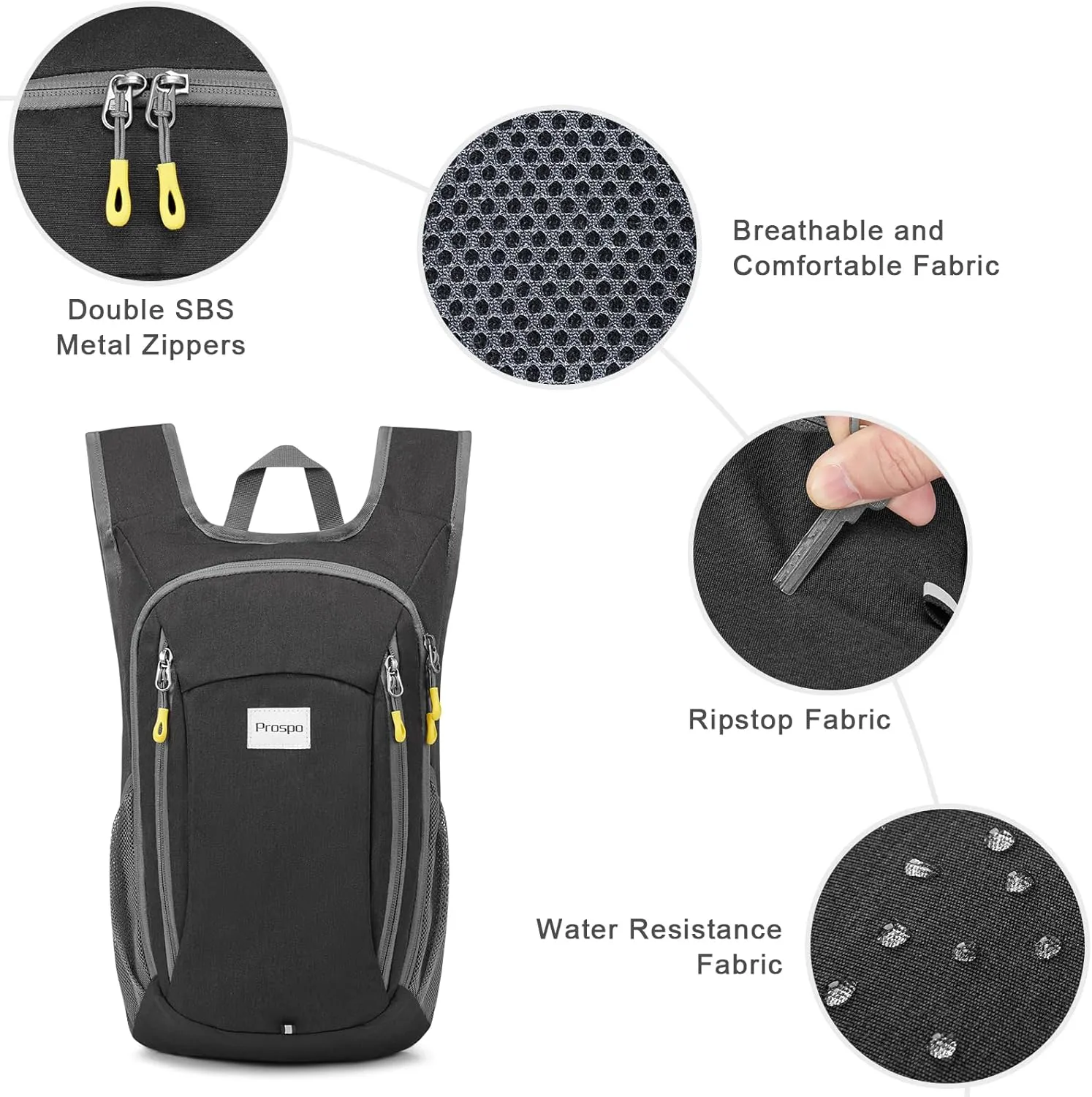 Prospo 12L Hiking Backpack Small Lightweight Travel Backpack for Women Men Casual Foldable Shoulder Bag