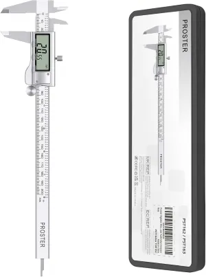 Proster Digital Vernier Caliper 8inch 200mm - Stainless Steel Electronic Caliper Fractions/Inch/Metric Caliper Measuring Tool for Length Width Depth Inner Diameter Outer Diameter