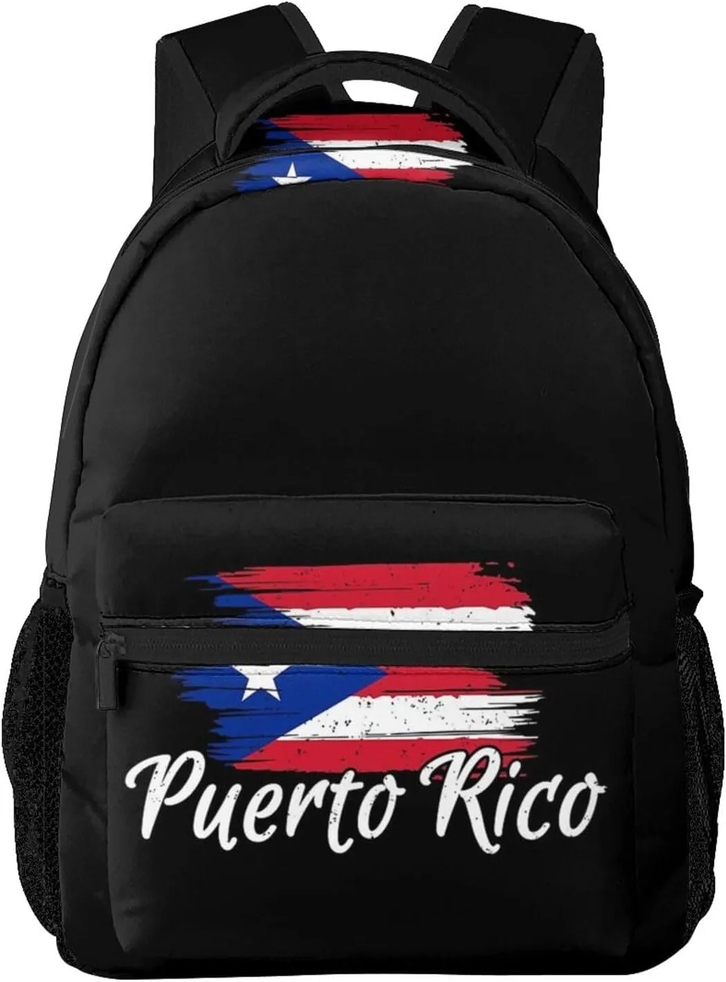 Puerto Rico Flag Backpack Adjustable Shoulder Strap Bookbag, Casual Daypack Lightweight Backpack for Adults