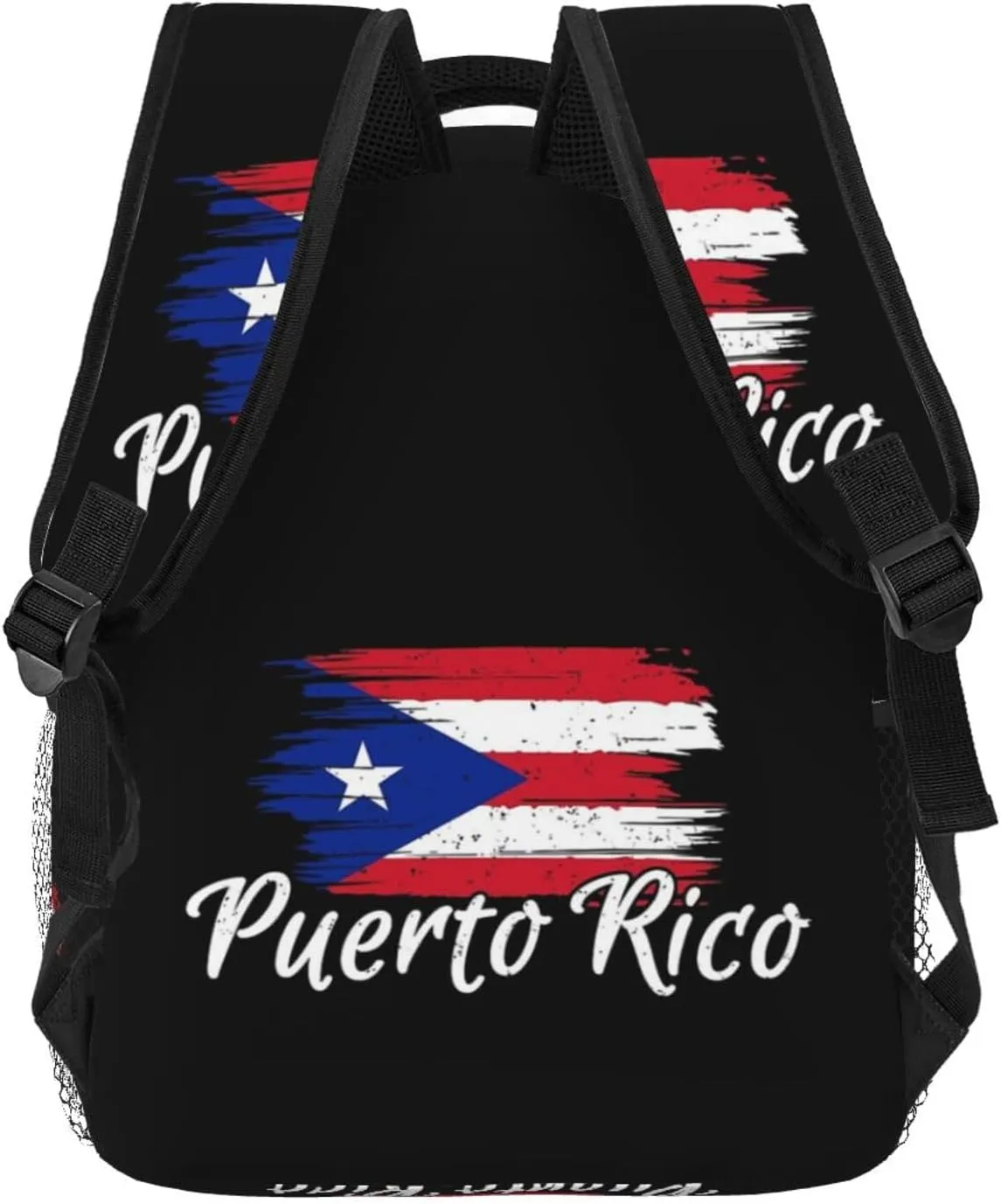 Puerto Rico Flag Backpack Adjustable Shoulder Strap Bookbag, Casual Daypack Lightweight Backpack for Adults