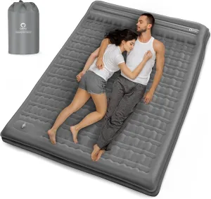 QPAU Camping Sleeping Pad, 2 Person Camping Mat, Enhanced Support for Healthy, with Built-in Foot Pump, 4.7 Inch Durable Sleeping Mattress for Camping, Hiking, Backpacking and Home