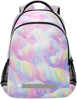 Rainbow Ice Cream Swirl Design Waterproof Backpack - Casual Outdoor Sports Daypack with Ergonomic Shoulder Straps#831