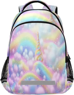 Rainbow Ice Cream Swirl Design Waterproof Backpack - Casual Outdoor Sports Daypack with Ergonomic Shoulder Straps#832