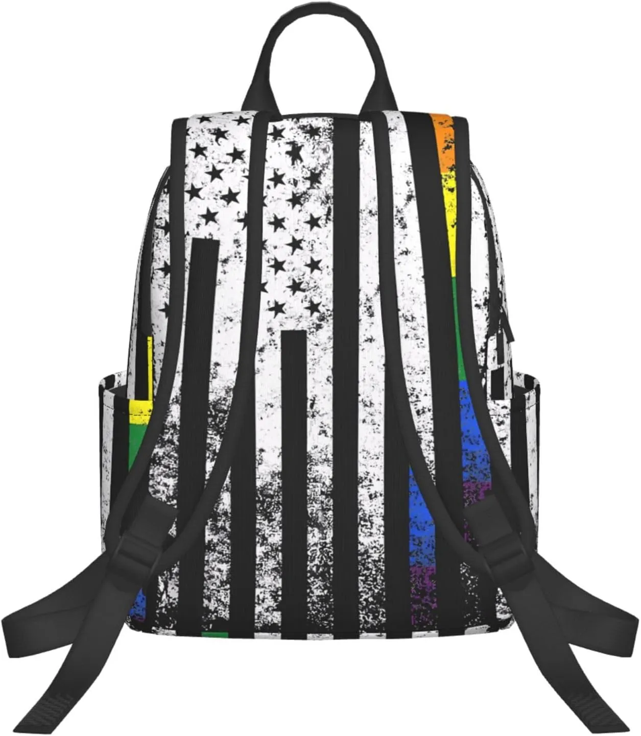 Rainbow LGBTQ Bisexual Loves American Flag Casual Backpacks Laptop Backpack Outdoor Travel Rucksack Sport Carry-On Daypack Lightweight Bag with Multi-Pockets