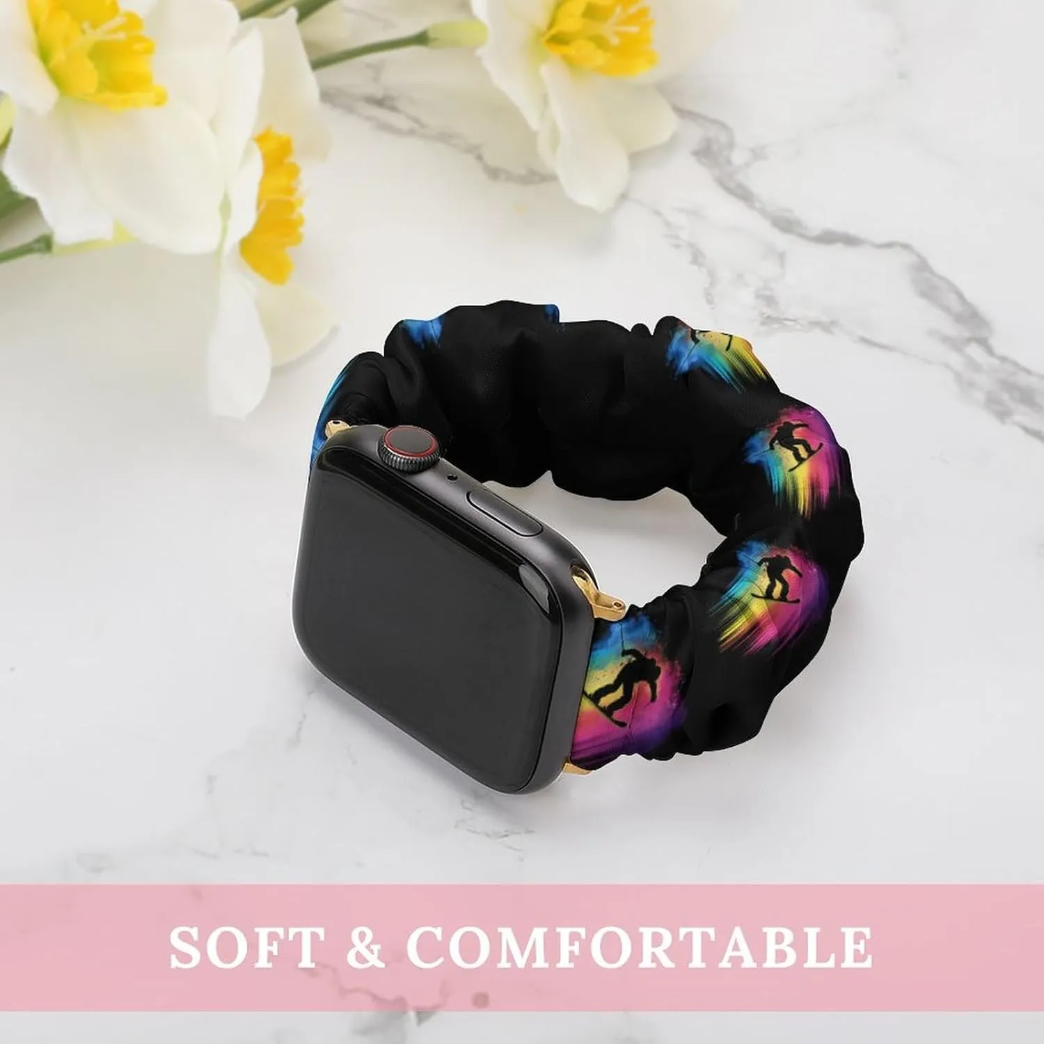 Rainbow Ski Racing Skier Fashion Watch Strap Scrunchies Wristbands Compatible With IWatch Series
