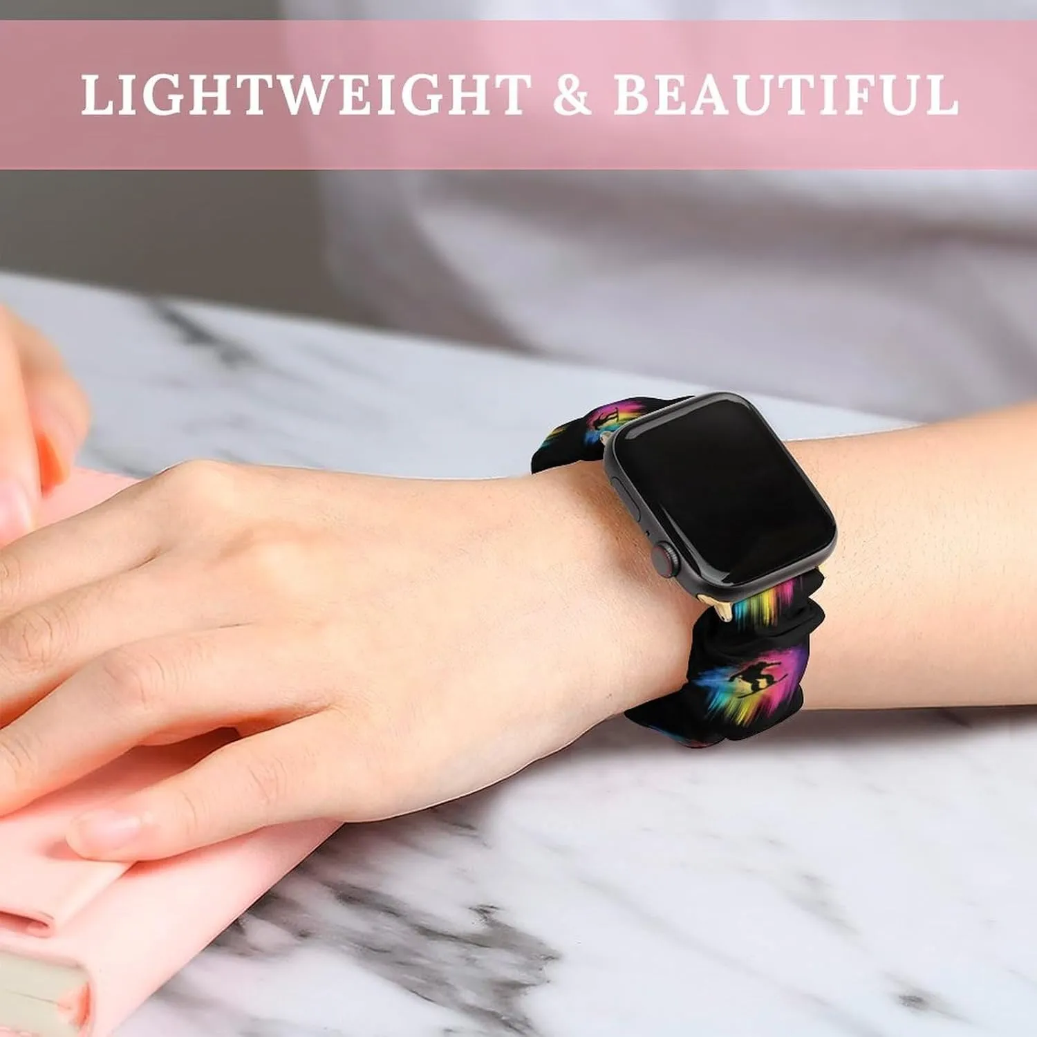 Rainbow Ski Racing Skier Fashion Watch Strap Scrunchies Wristbands Compatible With IWatch Series