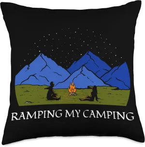 Ramping My Camping Hiking Wildlife Hiker Outdoor Camper Throw Pillow, 18x18, Multicolor
