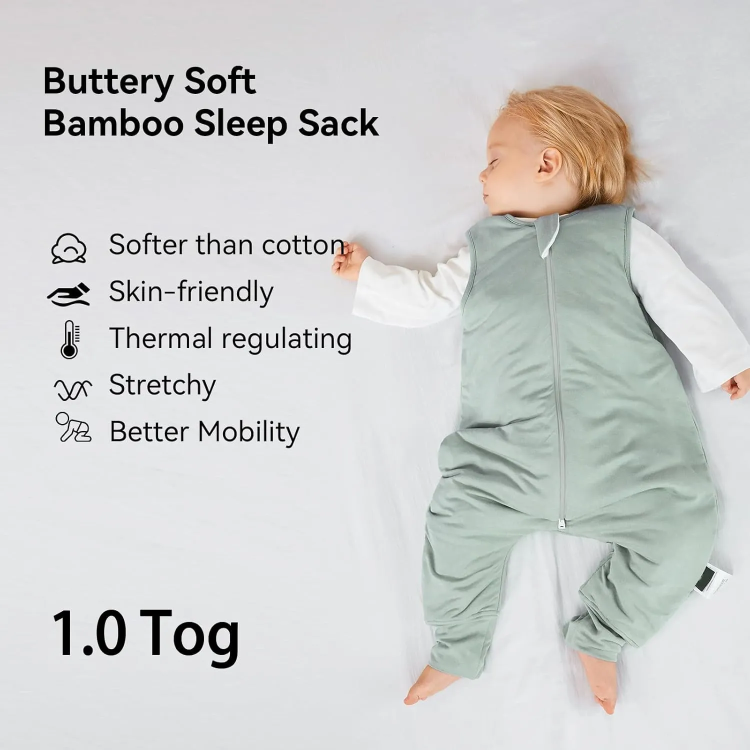 Rayon Made from Bamboo Toddler Sleep Sack with Feet 24-36 Months 1.0 Tog Ultra Soft Toddler Sleeping Sack 2t-3t Sleep Bag Walker Quilted Wearable Blanket with Legs 2-Way Zipper Lightweight