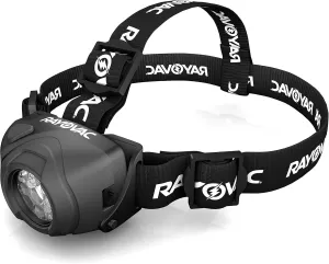 Rayovac Virtually Indestructible LED Headlamp, Durable and Bright Headlamp with Head Strap, Camping Gear and Work Light, Batteries Included, Pack of 1