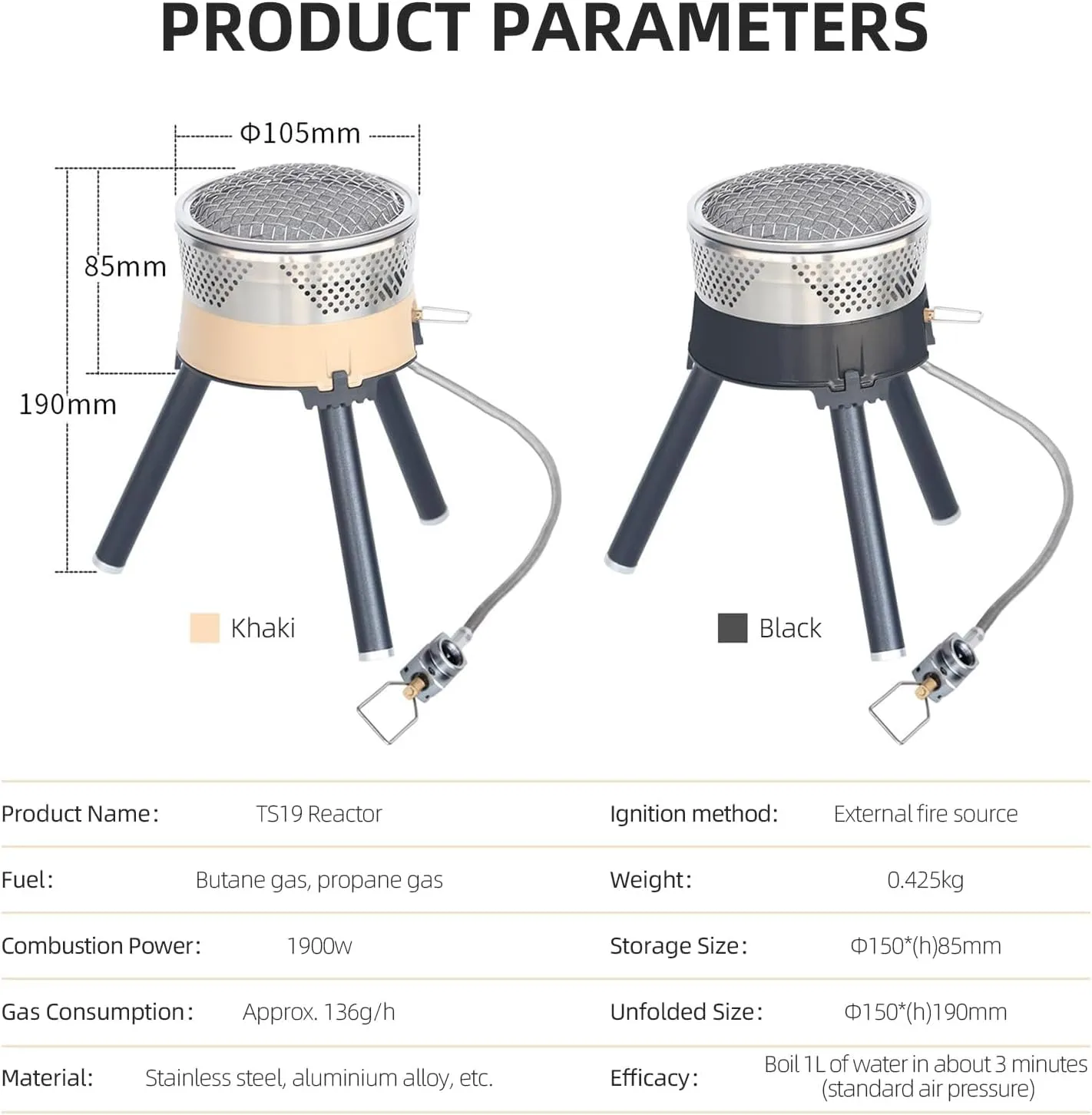 Reactor Windproof Camping Stove System with Stove Holder, Low Temperature and Low Pressure Infrared Combustion, Portable Reactor Collector Cooking System for Outdoor Camping Adventure (khaki)