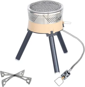 Reactor Windproof Camping Stove System with Stove Holder, Low Temperature and Low Pressure Infrared Combustion, Portable Reactor Collector Cooking System for Outdoor Camping Adventure (khaki)