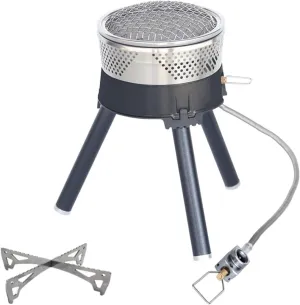 Reactor Windproof Camping Stove System with Stove Holder,Low Temperature,Low Pressure Infrared Combustion,Portable Reactor Collector Cooking System,for Outdoor Camping Adventure (Black)