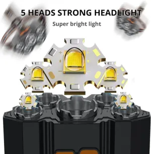 Rechargable Headlamp, Led Head Lamp with 4 Modes, Waterproof Head Lights for Forehead,Adjustable Head Flashlight for Adults, Bright Coast Headlamp for Outdoor Camping, Hiking, Running Lighting (1)