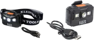 Recharge Headlamp Fabric Strap 400 Lumens All Day Runtime & 56062 Rechargeable LED Headlamp/Worklight for Klein Hardhats, 300 Lumens