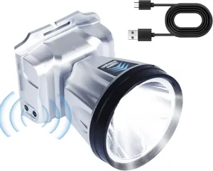 Rechargeable Headlamp Flashlight, High Power Headlight Torch with Motion Sensor, 3 Light Modes Waterproof Head Light Flashlight for Fishing Running Camping Hiking