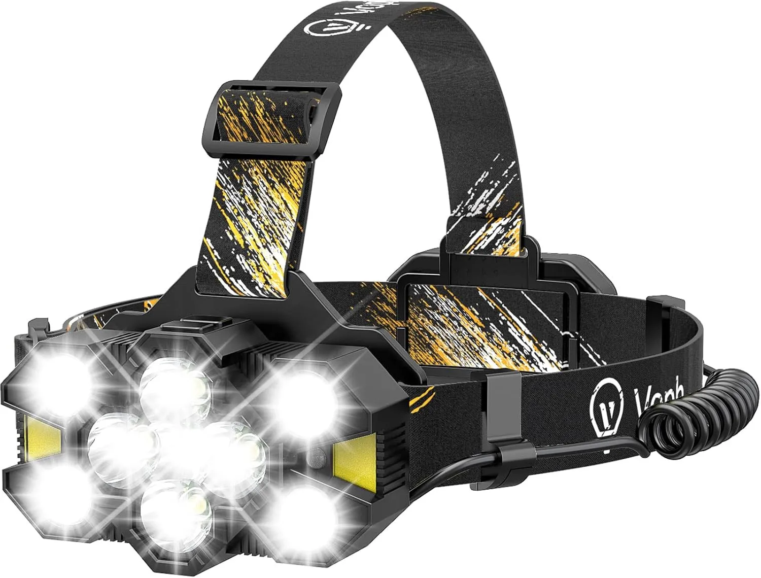 Rechargeable Headlamp Flashlight, Super Bright Head Lamp, 12 Modes Motion Sensor Head Light, Waterproof Head Lamps for Hunting Camping Hiking, Digital Screen Headlamps for Adults
