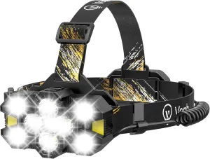Rechargeable Headlamp Flashlight, Super Bright Head Lamp, 12 Modes Motion Sensor Head Light, Waterproof Head Lamps for Hunting Camping Hiking, Digital Screen Headlamps for Adults