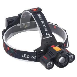 Rechargeable Headlamp, Headlamp Flashlight Work Headlight Modes Angle Adjustable Waterproof USB Charging Work Light for Outdoor Use Black