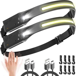 Rechargeable Headlamp, Ultra Powerful USB Motion Sensor LED Headlamp, Waterproof Head Torch for DIY Camping