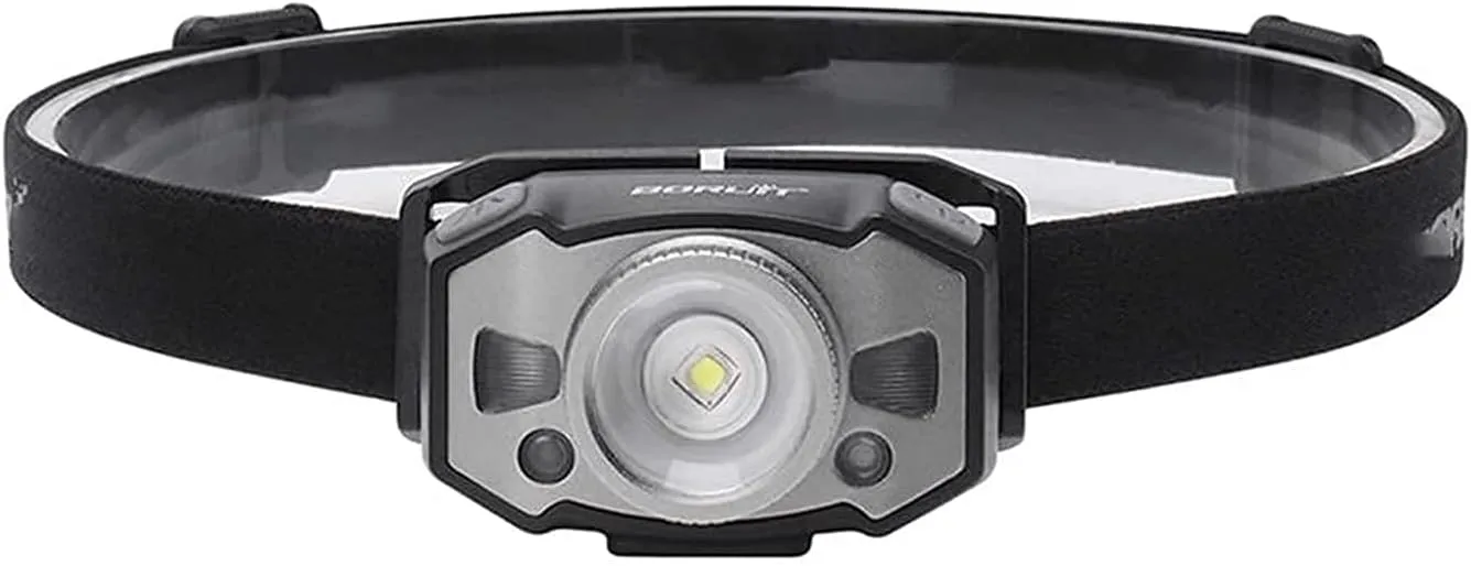Rechargeable Headlamp, White LED Head lamp with Red Light and Motion Sensor Switch, Perfect for Running, Hiking, Lightweight, Waterproof, Adjustable Headband