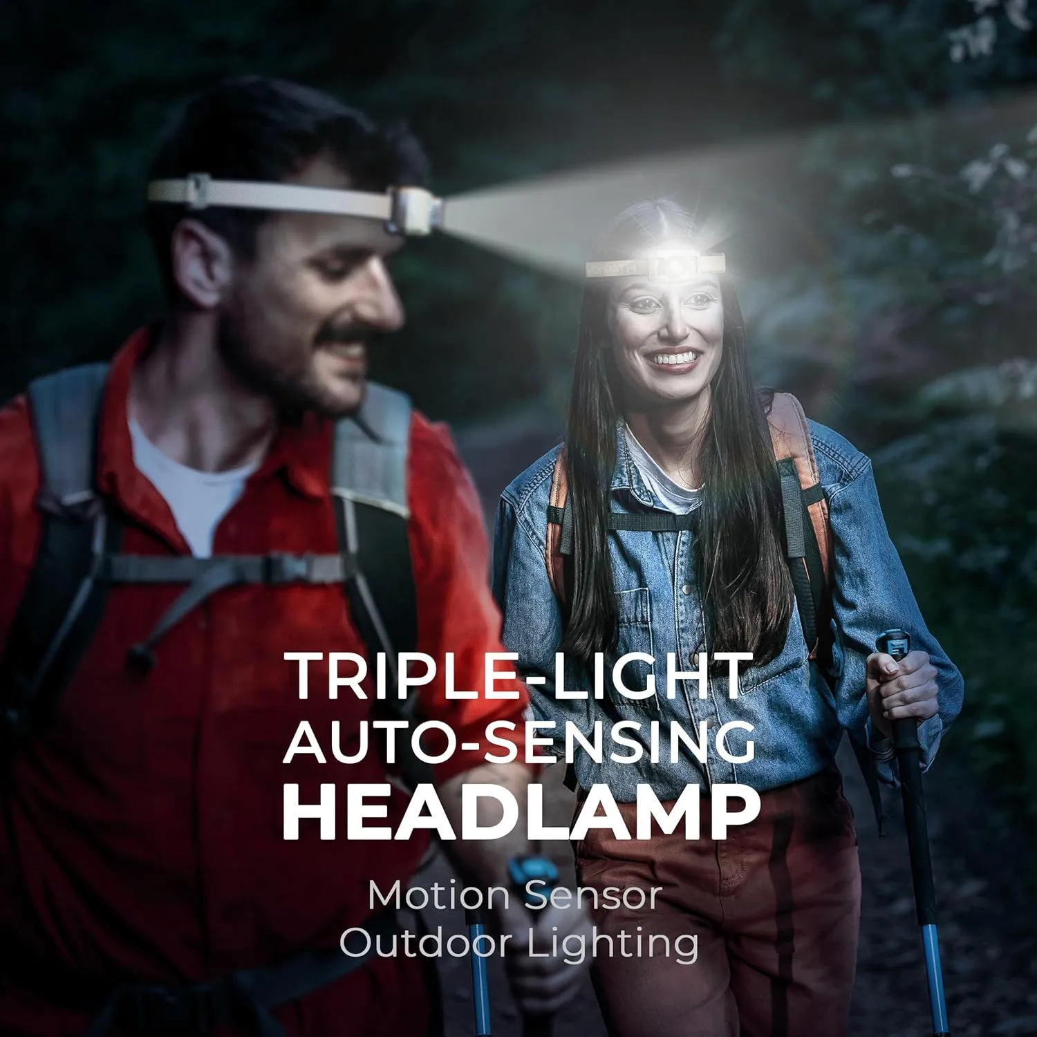 Rechargeable Headlamps Flashlight,1200 Lumens Super Bright LED Head Torches,Sensor Control, 7 Light Settings, IPX5 Waterproof & Lightweight, Ideal for Camping, Running & Hiking Outdoor (2 Pack)