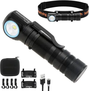 Rechargeable LED Headlamp, 1130 Lumen Super Bright with 9 Modes, Waterproof, Portable, Durable, Magnetic Charging, Right Angle Flashlight for Outdoor Activities