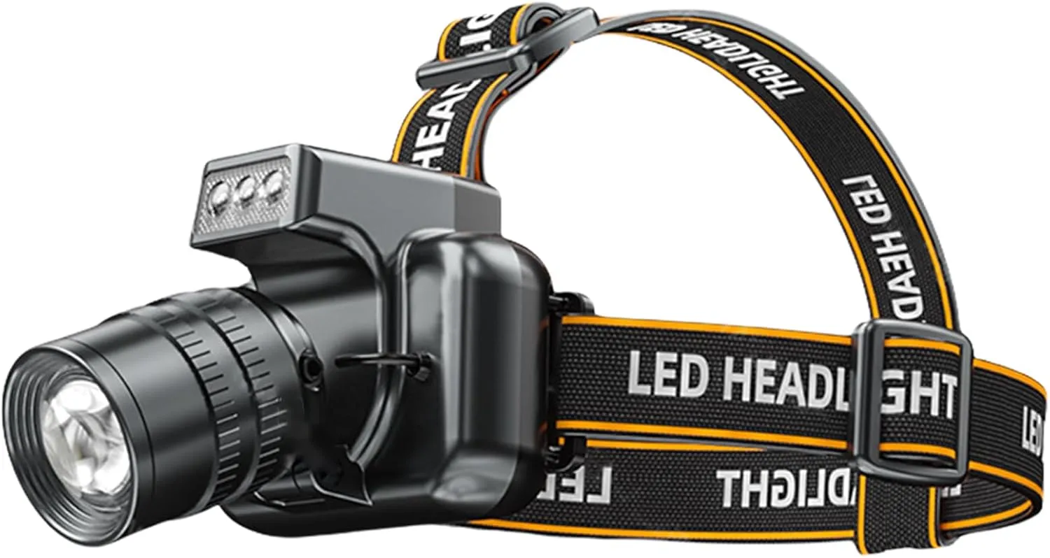 Rechargeable LED Headlamp, High-Lumen Portable Head Torch, Large-Capacity Battery Light, Hands-Costless Illumination Gear, Ideal for Camping, Hiking, Night Fishing, Outdoor Adventure Use