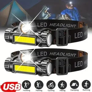 Rechargeable LED Headlamp, Waterproof Magnetic Flashlight for Camping, Cycling, Running, Fishing - Lightweight, Adjustable