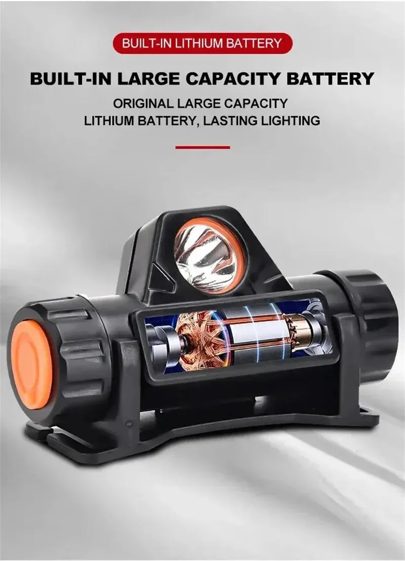 Rechargeable LED Headlamp, Waterproof Magnetic Flashlight for Camping, Cycling, Running, Fishing - Lightweight, Adjustable