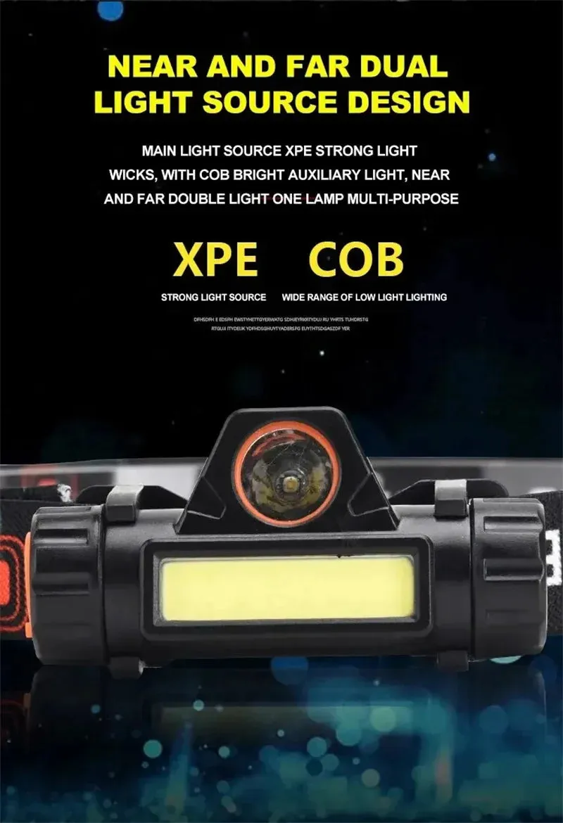 Rechargeable LED Headlamp, Waterproof Magnetic Flashlight for Camping, Cycling, Running, Fishing - Lightweight, Adjustable