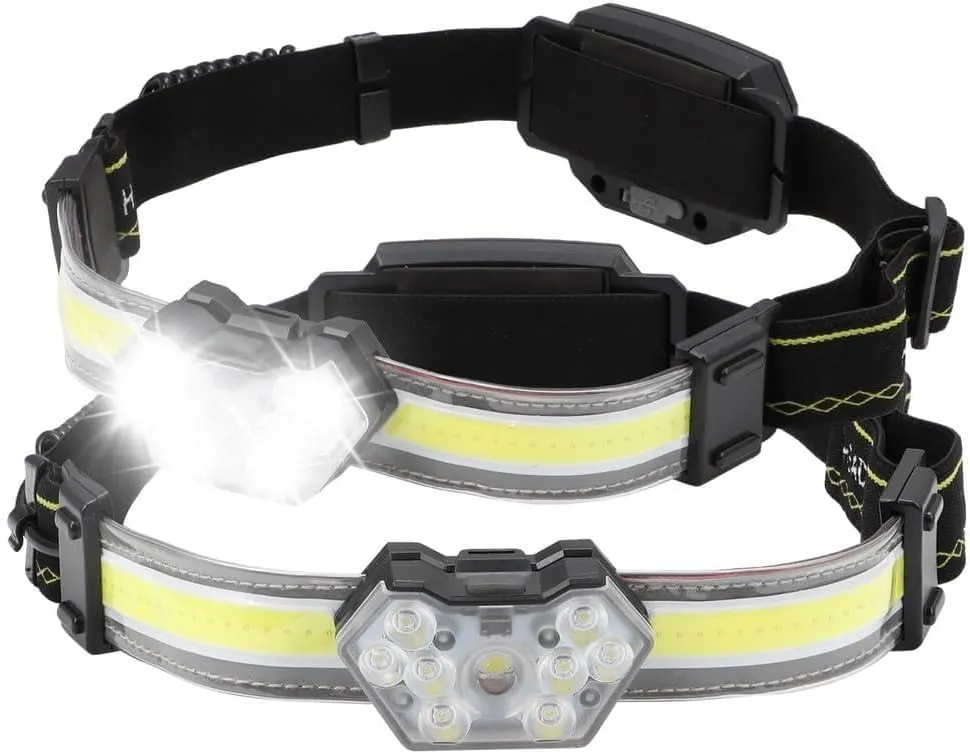 Rechargeable Led Headlamps with 600 Lumens, 270° Beam, Red Taillight & 5 Modes, Waterproof for Nighttime Outdoor Activities