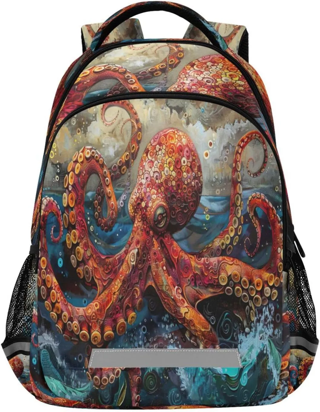 Red Octopus Design Waterproof Backpack - Casual Outdoor Sports Daypack with Ergonomic Shoulder Straps#891