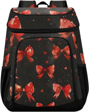 Red Tile Bow Black Cooler Backpack Cooler Insulated Leak Proof Lunch Backpack 36 Cans Waterproof Soft for Men Women Picnic Hiking Camping Beach