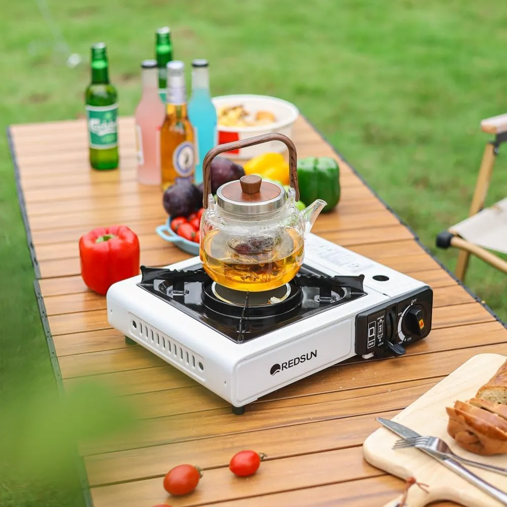 REDSUN C3 White Outdoor Camping Stove, Portable Hearer, With a Back Stand, Can be used as both a Camping Stove and a Heater, Infrared Burner, No open flame, With strong windproof